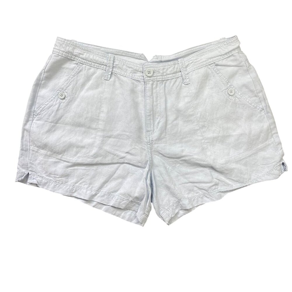 Calvin Klein Jeans Linen Blend Shorts Women's Size 14 NO STRETCH Light Blue FLAW